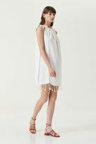 Irya-Serene Büzgülü Plaj Elbisesi Kahve Örgü Ajur-Elbise-4-Milagron.com