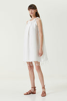 Irya-Serene Büzgülü Plaj Elbisesi Siyah Örgü Ajur-Elbise-1-Milagron.com