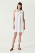 Irya-Serene Büzgülü Plaj Elbisesi Siyah Örgü Ajur-Elbise-3-Milagron.com