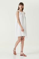 Irya-Serene Büzgülü Plaj Elbisesi Siyah Örgü Ajur-Elbise-4-Milagron.com