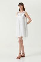 Irya-Serene Büzgülü Plaj Elbisesi Turkuaz Örgü Ajur-Elbise-1-Milagron.com