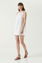 Irya-Serene Büzgülü Plaj Elbisesi Turuncu Örgü Ajur-Elbise-1-Milagron.com