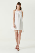 Irya-Serene Büzgülü Plaj Elbisesi Turuncu Örgü Ajur-Elbise-3-Milagron.com