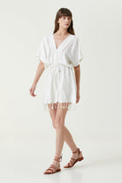 Irya-Serene Kısa Plaj Elbisesi Kahve Örgü Ajur-Elbise-3-Milagron.com