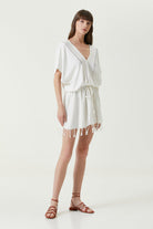 Irya-Serene Kısa Plaj Elbisesi Turkuaz Örgü Ajur-Elbise-1-Milagron.com