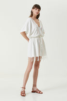 Irya-Serene Kısa Plaj Elbisesi Turuncu Örgü Ajur-Elbise-3-Milagron.com