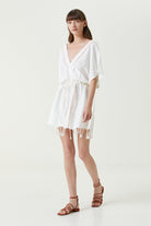 Irya-Serene Kısa Plaj Elbisesi Turuncu Örgü Ajur-Elbise-4-Milagron.com