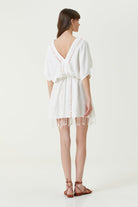 Irya-Serene Kısa Plaj Elbisesi Turuncu Örgü Ajur-Elbise-5-Milagron.com