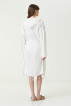 Irya-Serene Peştamal Kadın Bornoz Turuncu Örgü Ajur-Elbise-5-Milagron.com