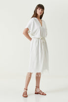 Irya-Serene Uzun Plaj Elbisesi Kahve Örgü Ajur-Elbise-3-Milagron.com