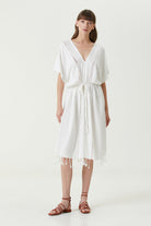 Irya-Serene Uzun Plaj Elbisesi Mercan Örgü Ajur-Elbise-1-Milagron.com