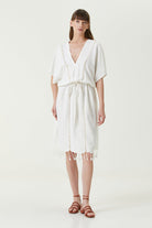 Irya-Serene Uzun Plaj Elbisesi Sarı Örgü Ajur-Elbise-1-Milagron.com