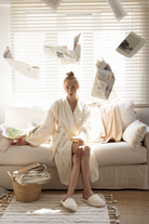 İrya-Shadow %100 Pamuk Kadın Bornoz Ekru-Bornoz-1-Milagron.com