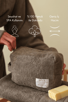 İRYA-Solena %100 Pamuk Havlu Bakım çantası Gri-Makyaj Çantası-2-Milagron.com