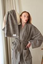 Irya-Solena %100 Pamuk Kadın Bornoz Gri-Bornoz-8-Milagron.com