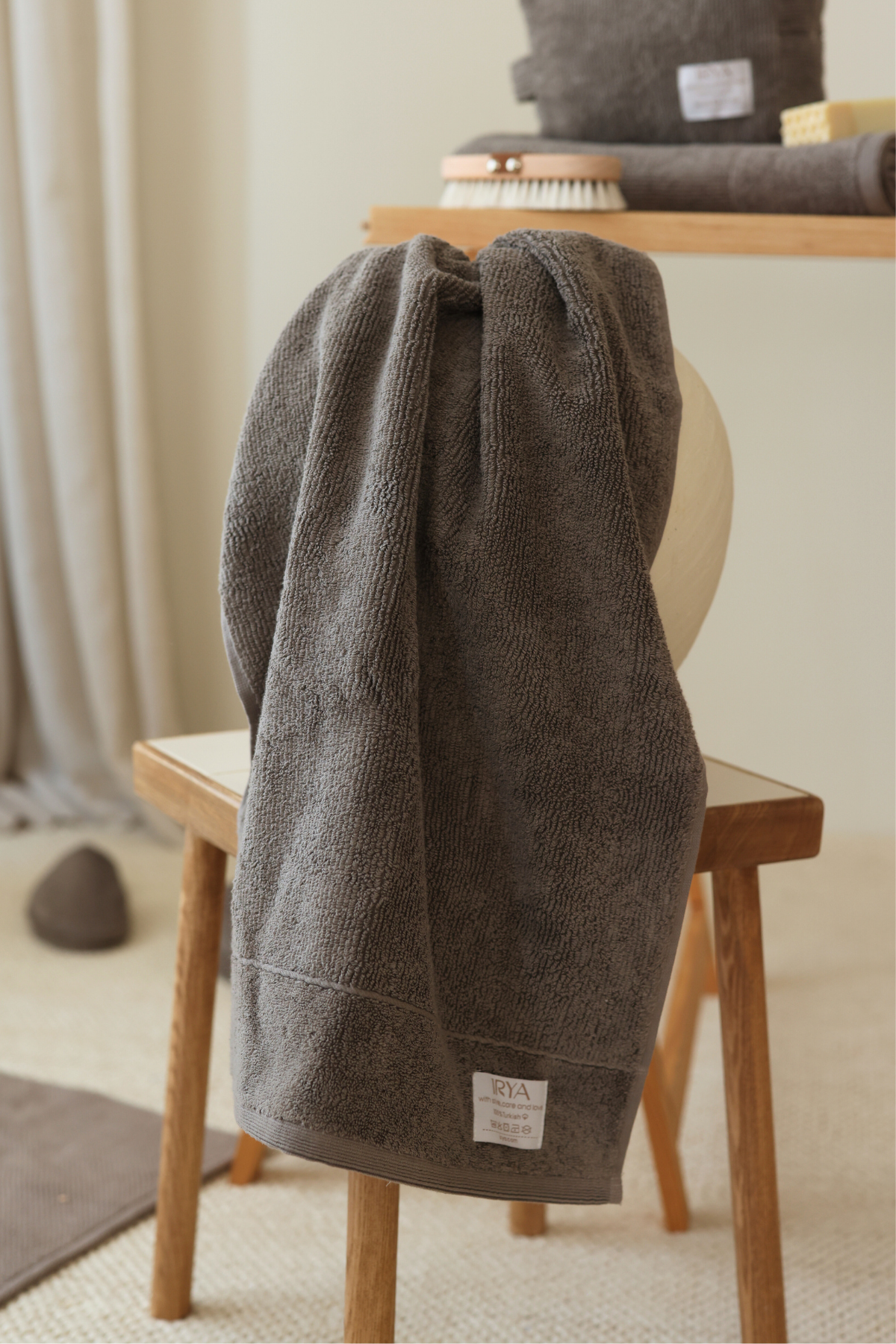 İRYA-Solena Banyo Havlusu 70x140cm Gri-Havlu-2-Milagron.com