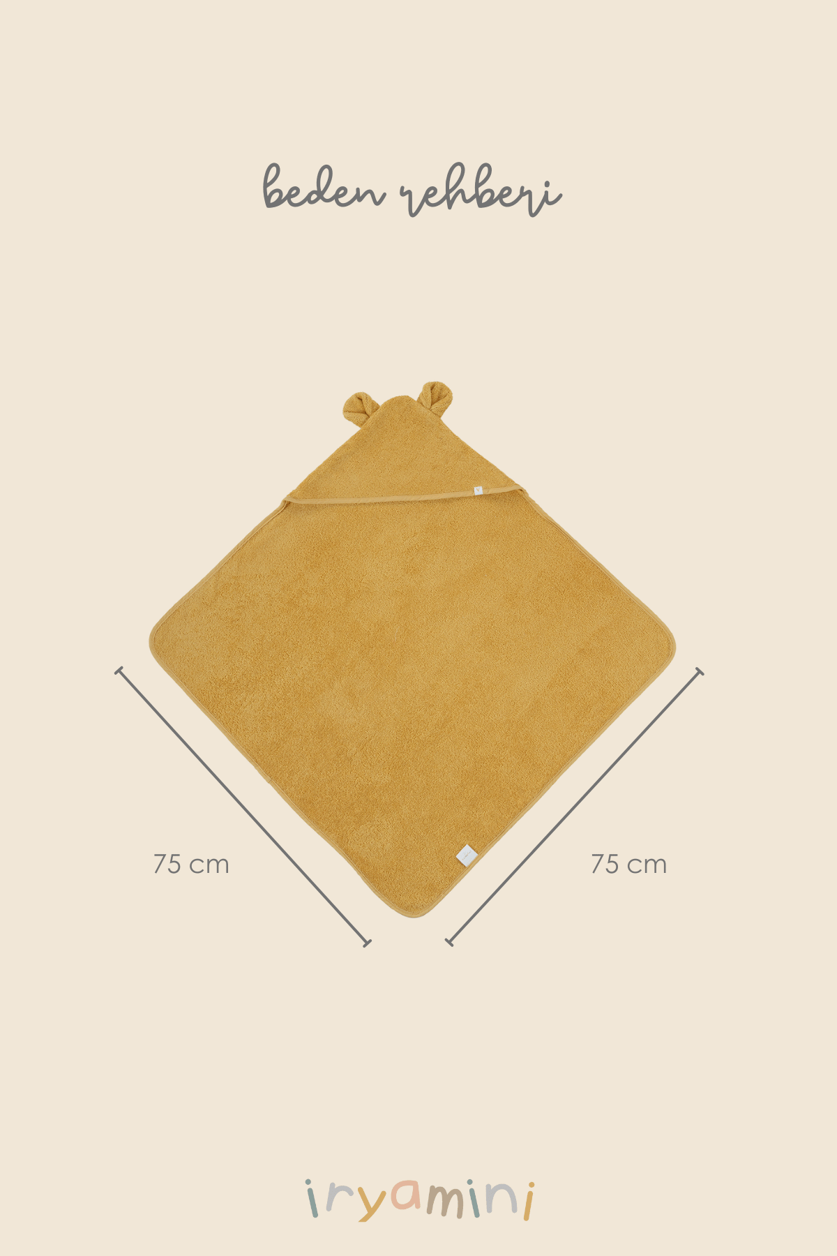 Irya-Tiny Bear Organik Pamuk Bebek Kundak Hardal 75x75-Havlu & Peştamal-4-Milagron.com