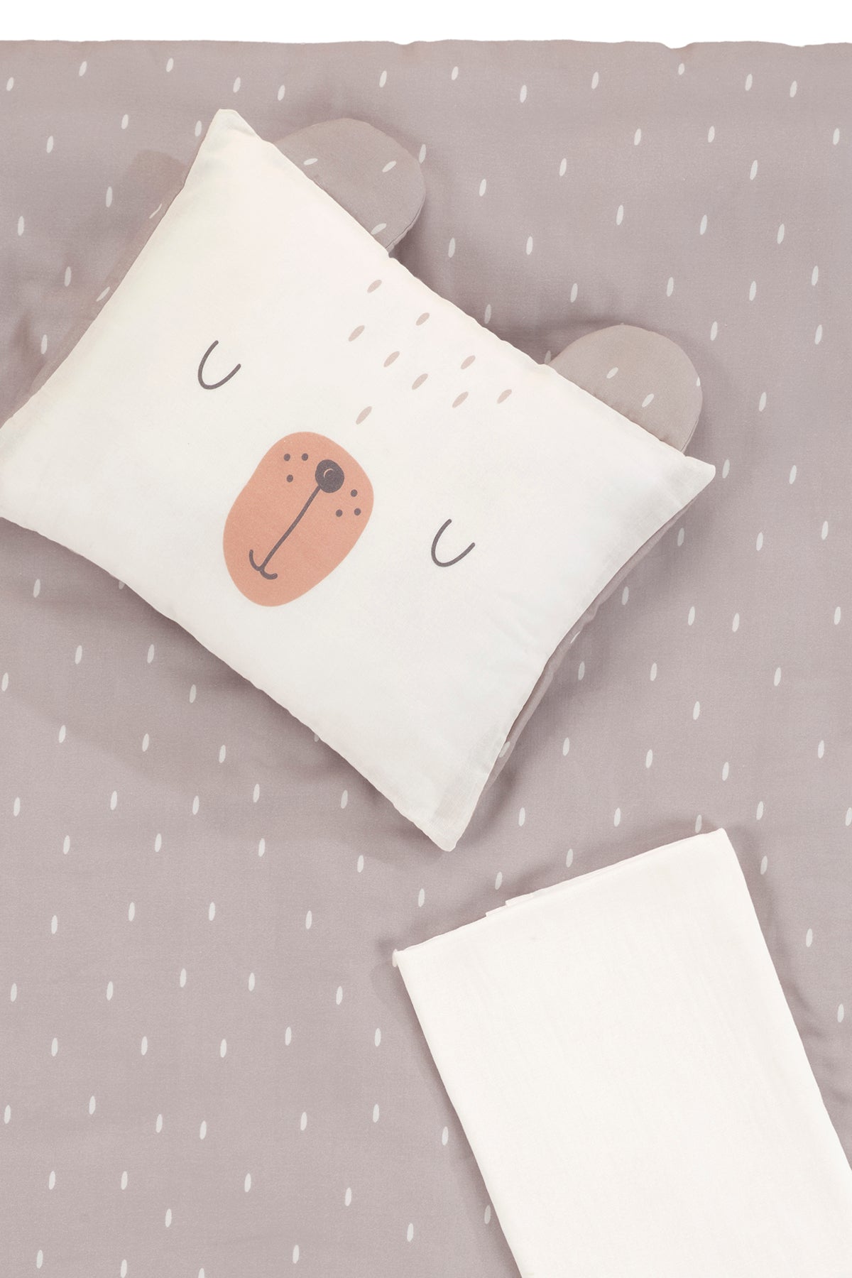 Irya-Tiny Bear Organik Pamuk Müslin Çocuk Nevresim Takımı Bej-Nevresim Takımı-3-Milagron.com