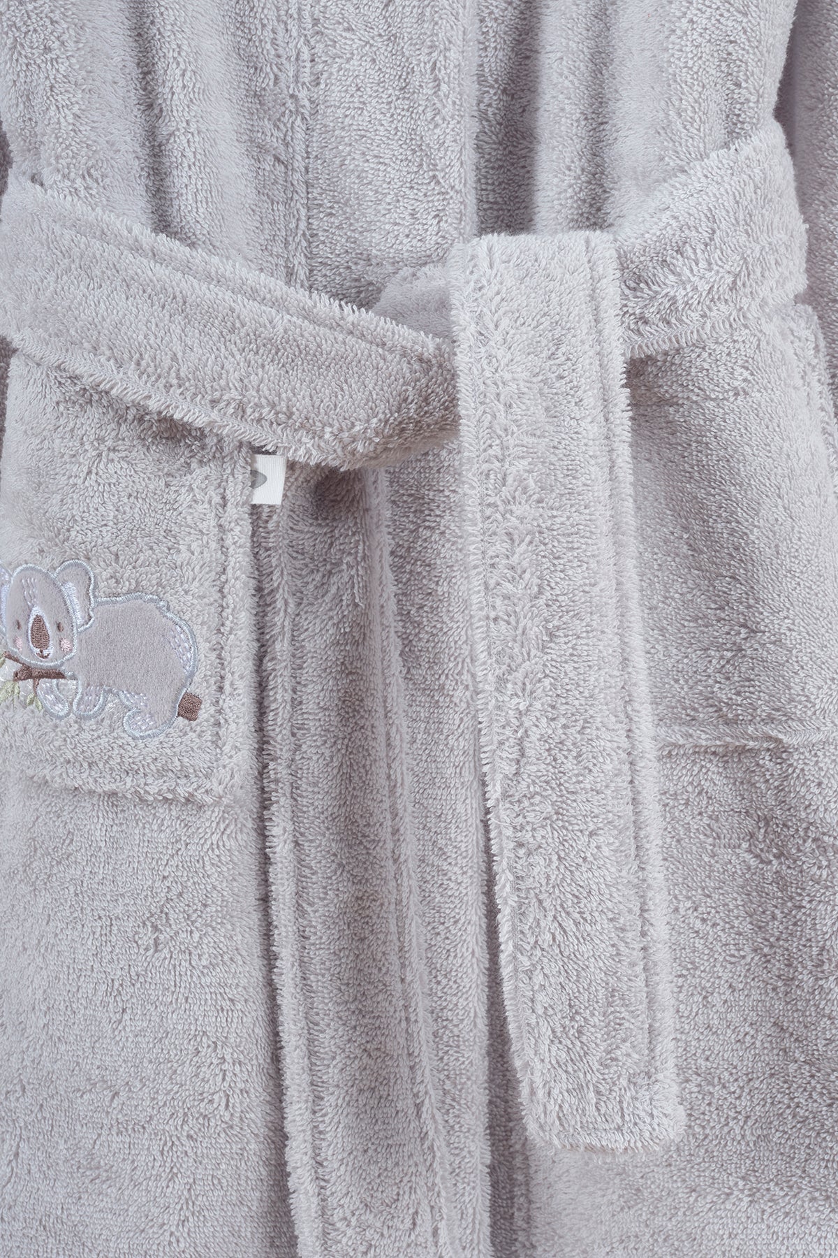 Irya-Tiny Koala Organik Pamuk Nakışlı Çocuk Bornoz Gri-Bornoz-8-Milagron.com