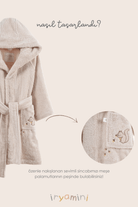 Irya-Tiny Squirrel Organik Pamuk Nakışlı Çocuk Bornoz Bej-Bornoz-6-Milagron.com