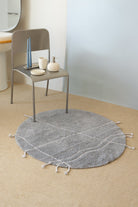 İrya-Travertine Yuvarlak Banyo Paspası %100 Pamuk 100x100 Gri-Banyo Paspası-4-Milagron.com