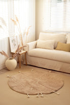 İrya-Travertine Yuvarlak Banyo Paspası %100 Pamuk 100x100 Kahverengi-Banyo Paspası-3-Milagron.com