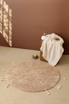 İrya-Travertine Yuvarlak Banyo Paspası %100 Pamuk 100x100 Kahverengi-Banyo Paspası-4-Milagron.com