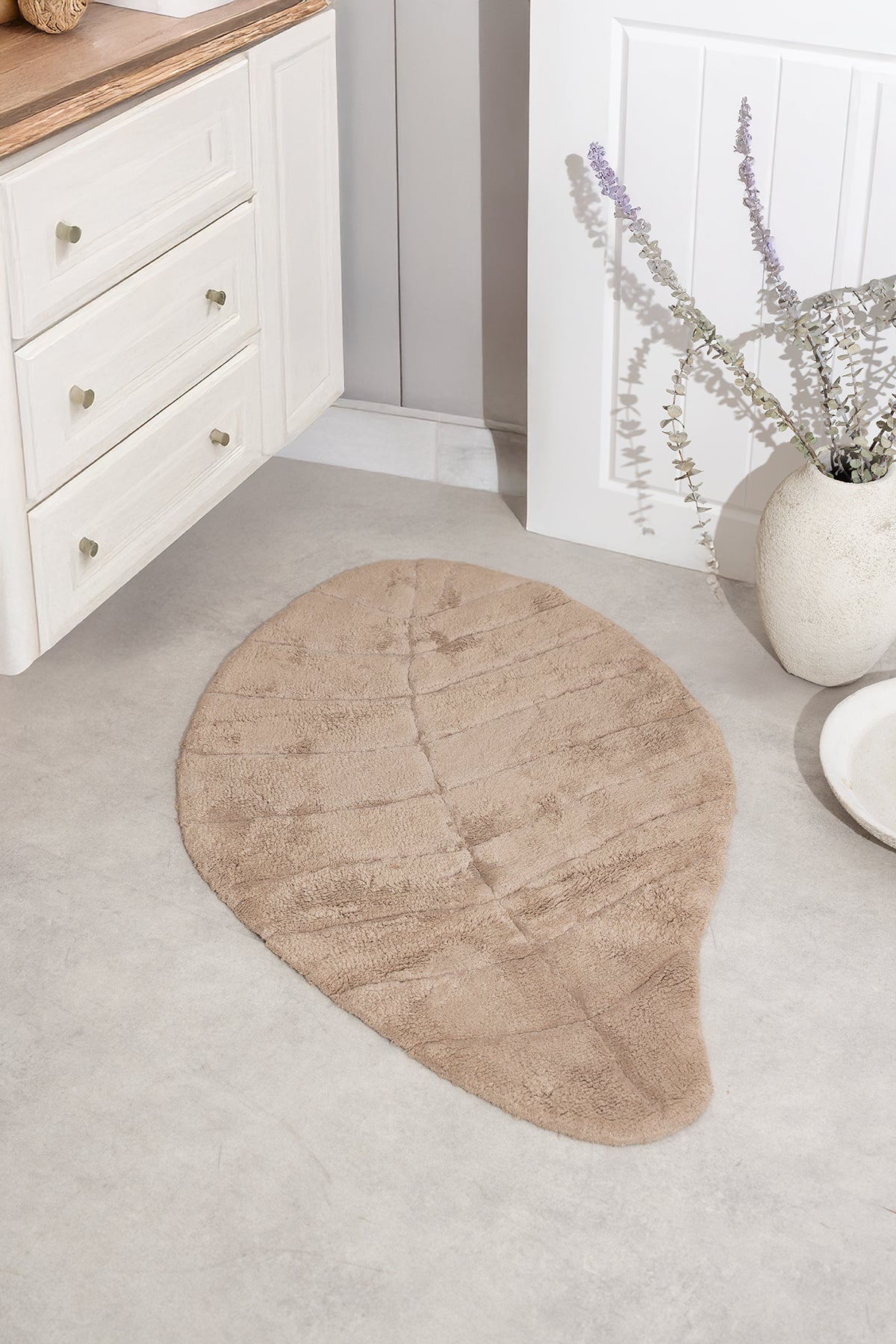 Irya-Tropic Tekli Banyo Paspası %100 Pamuk 70x110 Bej-Paspas-1-Milagron.com