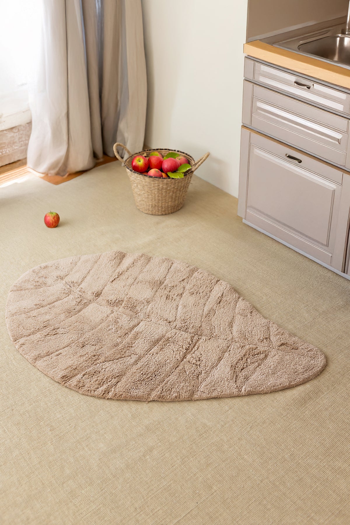 Irya-Tropic Tekli Banyo Paspası %100 Pamuk 70x110 Bej-Paspas-8-Milagron.com