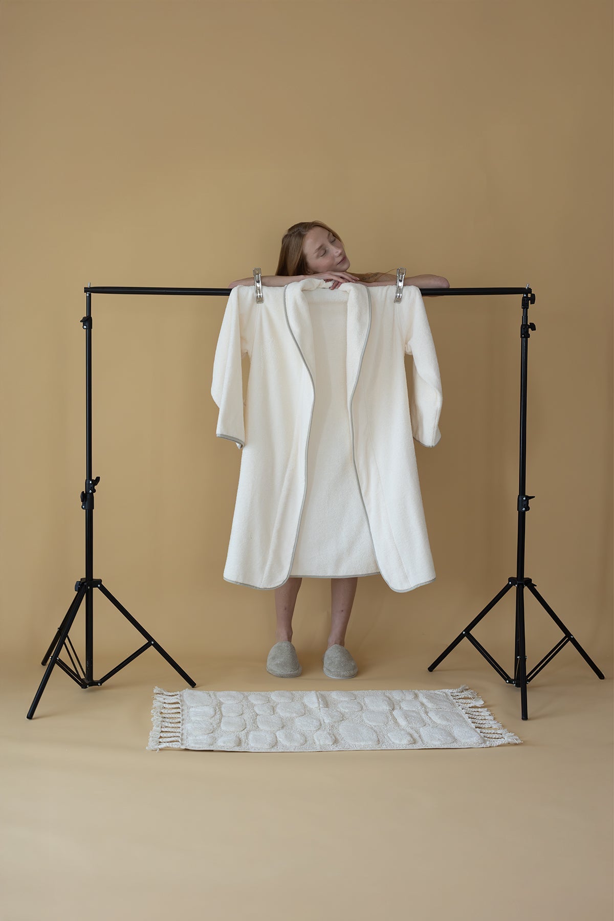 İrya-Wall Tekli Banyo Paspası %100 Pamuk 60x100 Cm Ekru-Banyo Paspası-2-Milagron.com