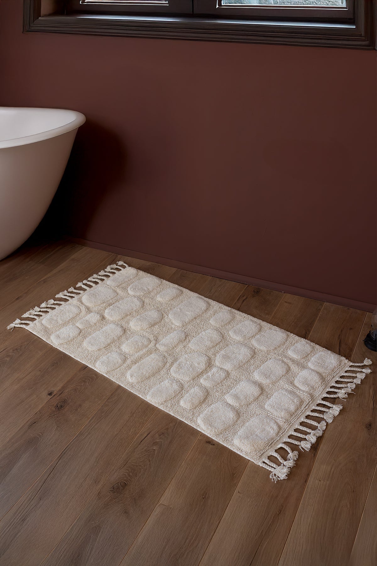 İrya-Wall Tekli Banyo Paspası %100 Pamuk 70x150 Cm Ekru-Banyo Paspası-1-Milagron.com