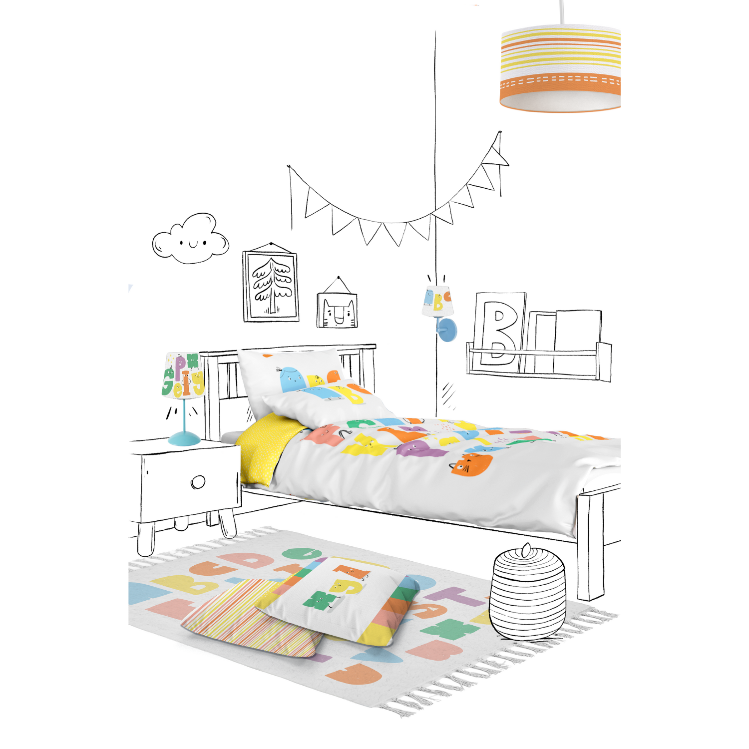 Alphabed Çok Renkli Yıkanabilir Çocuk Halısı - 120X160Cm
