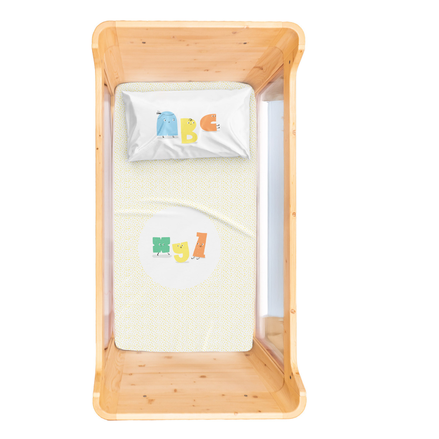 Alphabed Pamuk Saten Çok Renkli Bebek Çarşaf Seti 80X140Cm