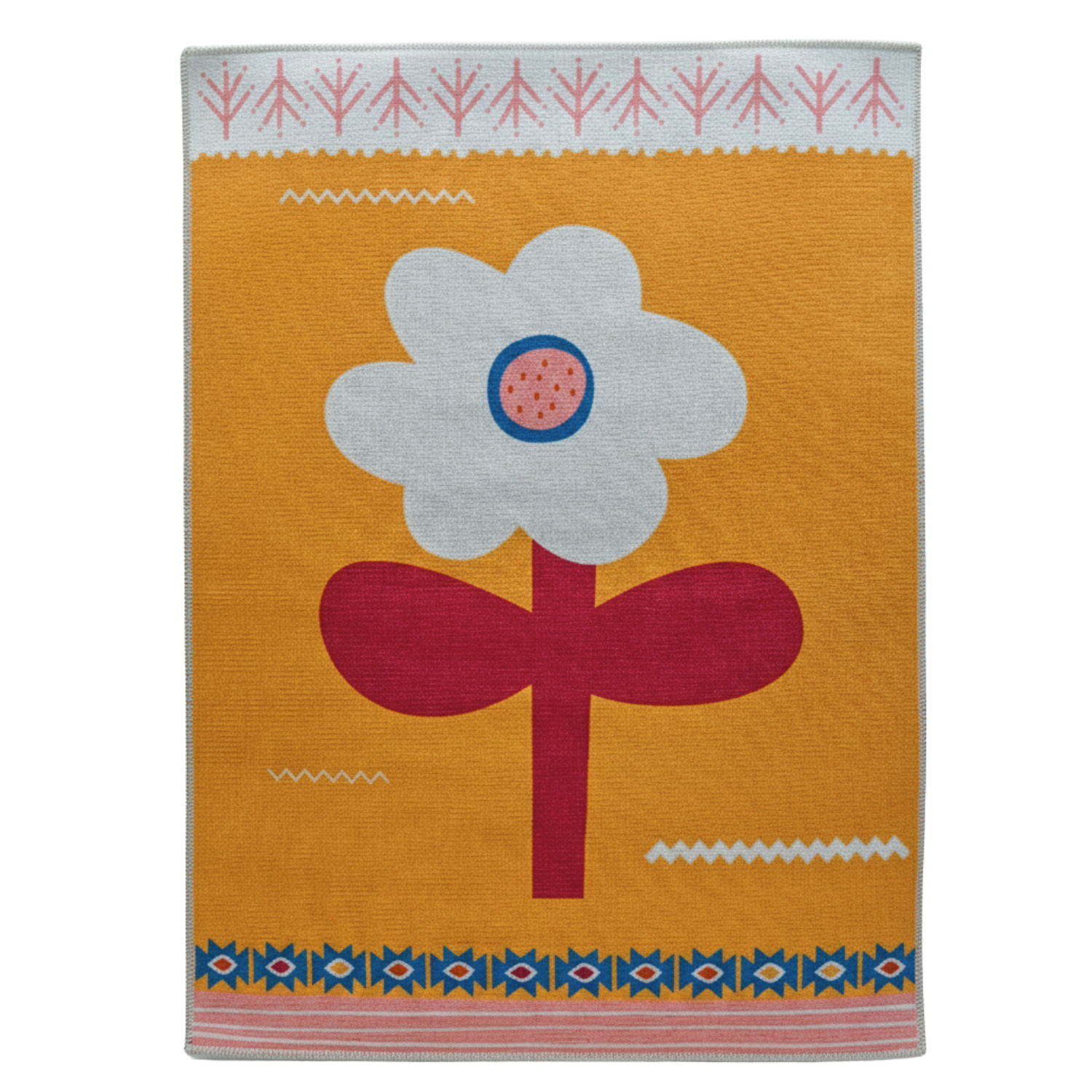 Big Flower Sarı Yıkanabilir Çocuk Halısı - 120X160Cm
