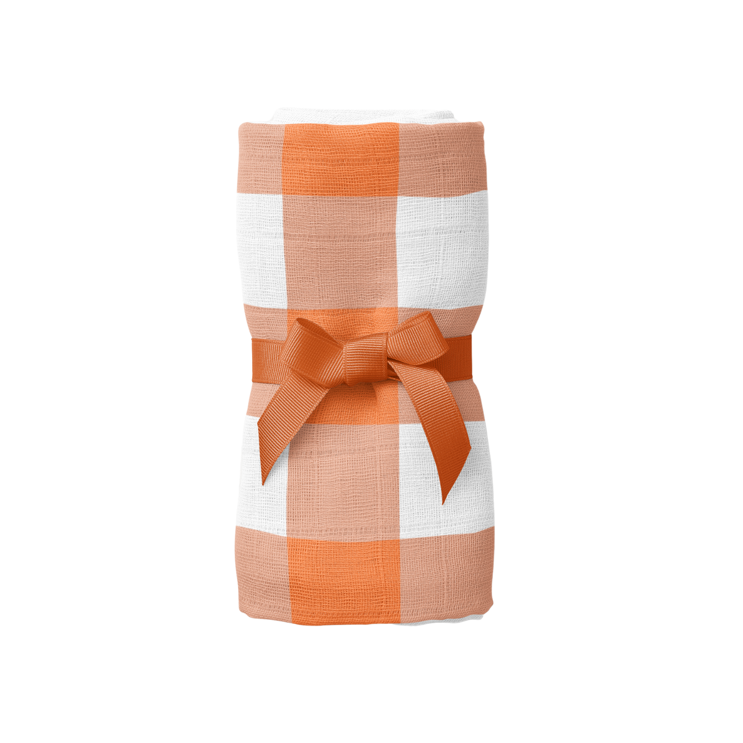 Bird Of Life Orange Check Müslin Bebek Örtüsü - 70X70Cm