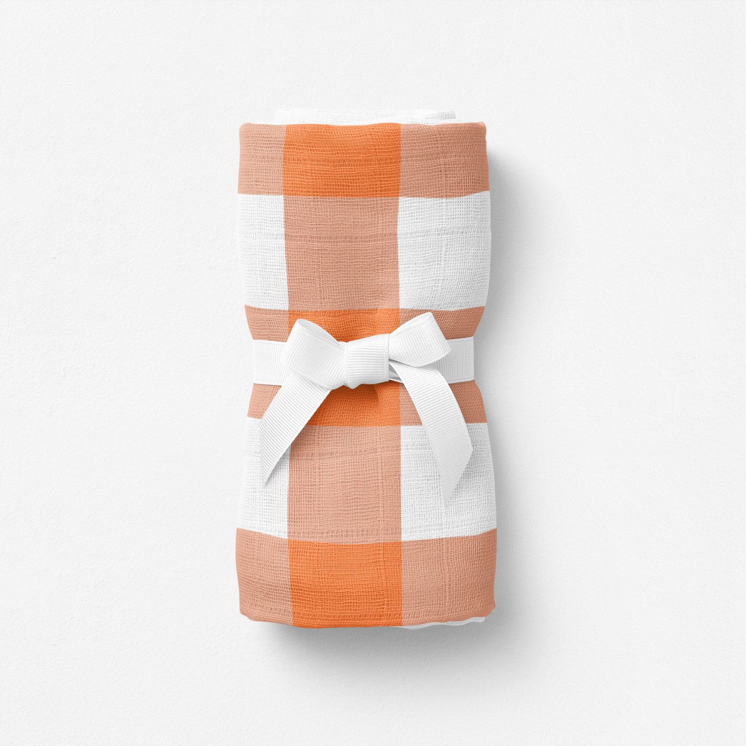 Bird Of Life Orange Check Müslin Bebek Örtüsü - 70X70Cm