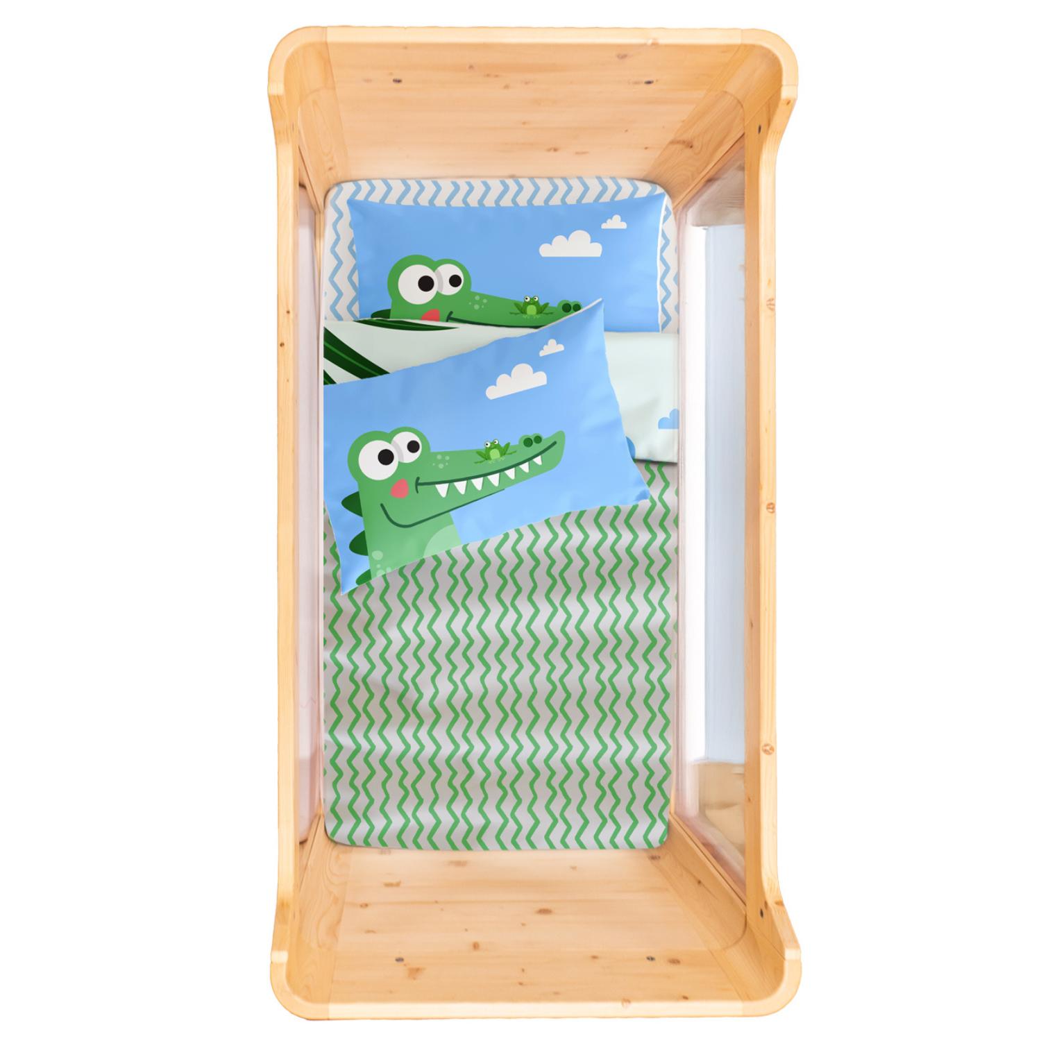 Croc-A-Dream Çift Taraflı Pamuk Saten Çok Renkli Bebek Nevresim Seti 100X150Cm