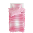 Gingham Pamuk Saten Pembe Pötikare Desenli Çocuk Nevresim Seti 140X200 Cm