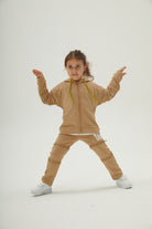 JayJayJumpie-3'ü Bir Arada Dönüşebilir Joggers Çikarilabilir Diz Parçali Çocuk Pantolon - Bej-Pantolon-5-Milagron.com