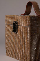 Jeloux-Gold Crystal Akrilik Kristal Taşlı Makyaj Çantası 15cm X 15cm X 15cm-El Çantası-4-Milagron.com