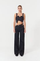 Jendue-Davidson Asymmetric Belt Pants-Kot Pantolon-1-Milagron.com