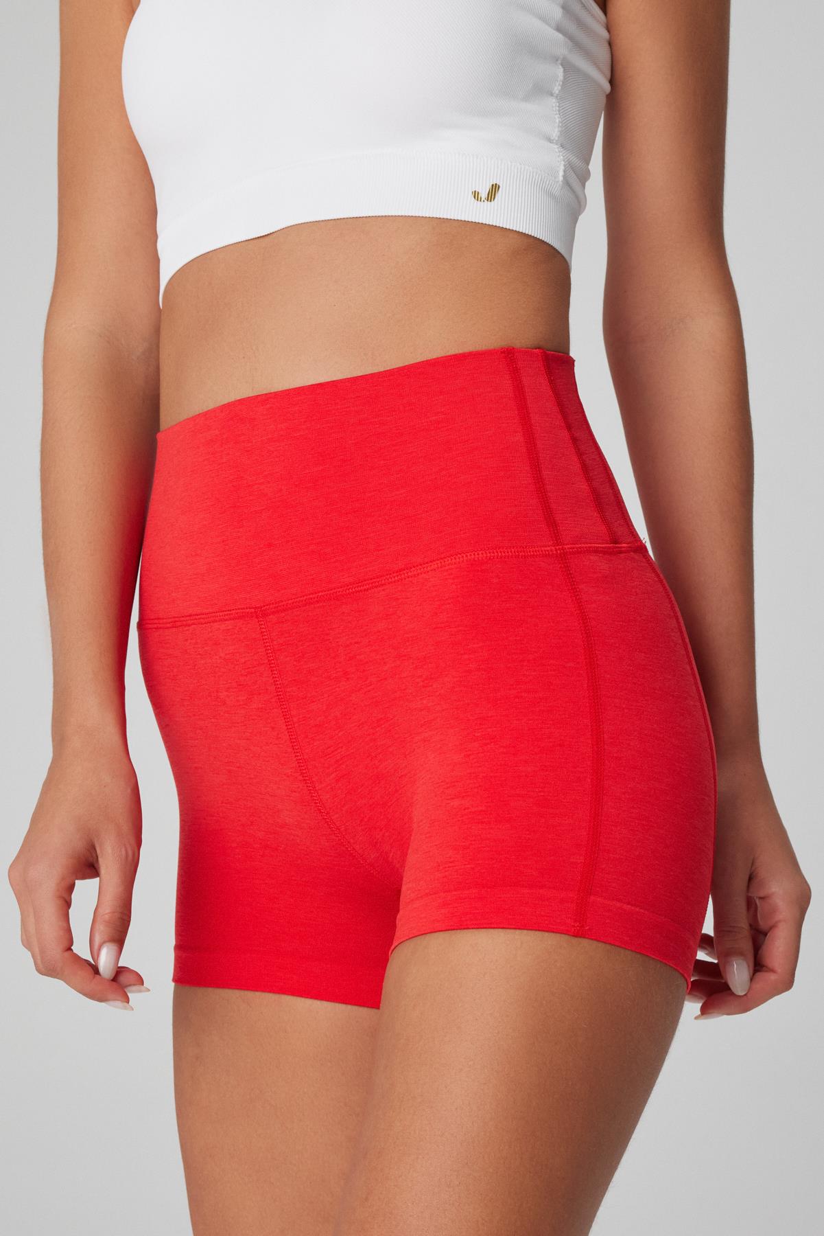 Jerf-Aruba Toparlayıcı Mini Şort Kırmızı-Tayt-2-Milagron.com