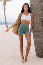 Jerf-Aruba Toparlayıcı Mini Şort Natural Yeşil-Tayt-1-Milagron.com