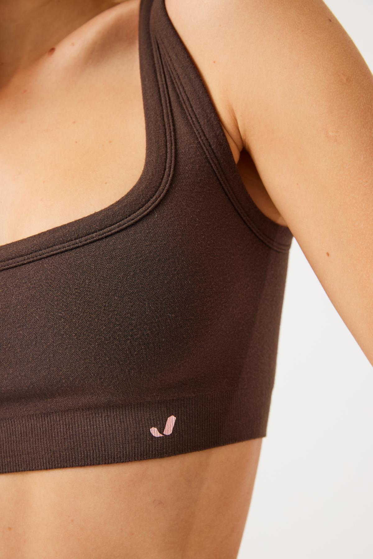 Jerf-Aura Çift Katlı Modal Bra Koyu Kahve-Spor Sütyeni-3-Milagron.com