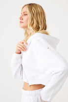 Jerf-Aura Fermuarlı Crop Hoodie Beyaz-Sweatshirts & Hoodies-2-Milagron.com