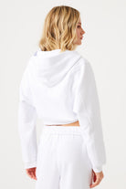 Jerf-Aura Fermuarlı Crop Hoodie Beyaz-Sweatshirts & Hoodies-3-Milagron.com