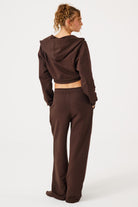 Jerf-Aura Fermuarlı Crop Hoodie Kahverengi-Sweatshirts & Hoodies-3-Milagron.com