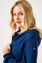 Jerf-Aura Fermuarlı Crop Hoodie Lacivert-Sweatshirts & Hoodies-2-Milagron.com