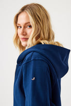 Jerf-Aura Fermuarlı Crop Hoodie Lacivert-Sweatshirts & Hoodies-5-Milagron.com