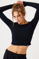 Jerf-Aura Uzun Kol Büzgülü Tshirt Siyah-T-shirt-1-Milagron.com